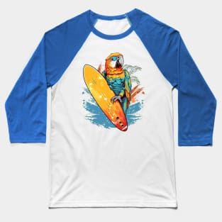 Cool surfing parrot with surfboard Baseball T-Shirt